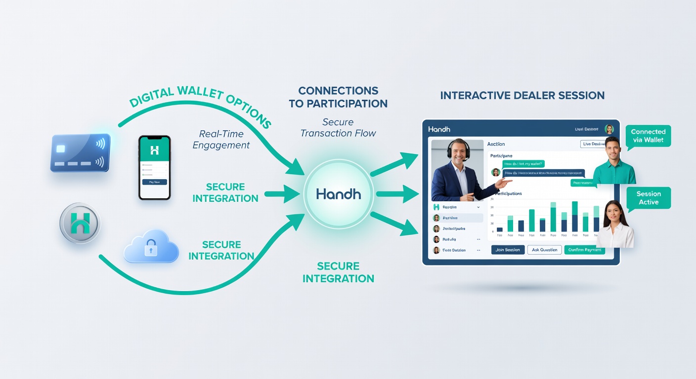 Live dealer table game displayed on a tablet with digital wallet payment confirmation overlay