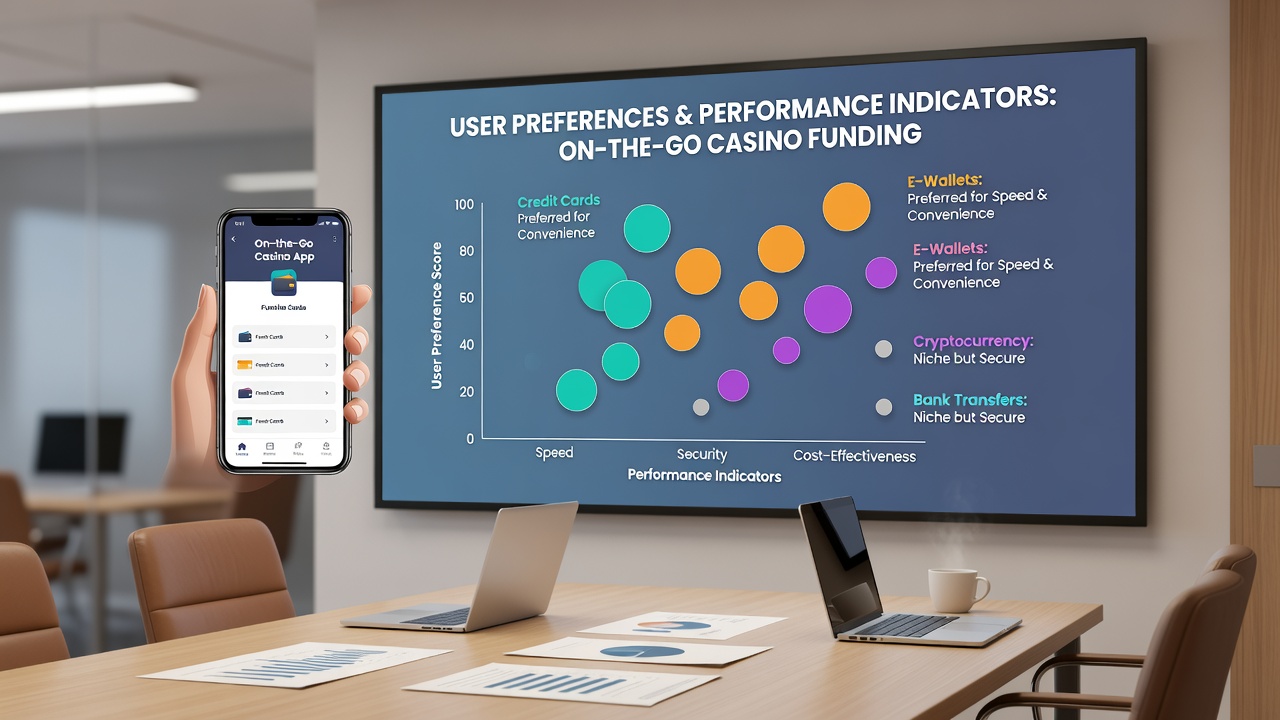 Data visualization charts comparing funding methods to key performance indicators in casino apps