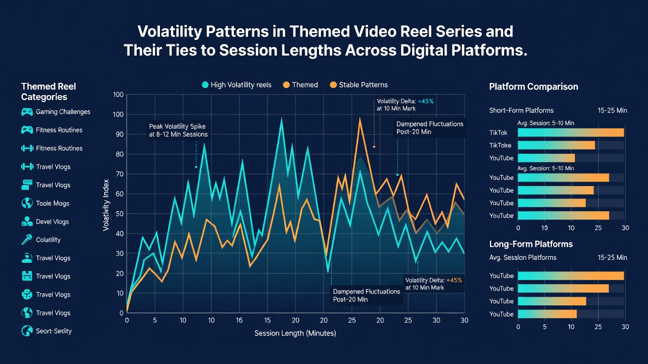 Charts and graphs illustrating volatility metrics tied to session length data across various digital gaming platforms